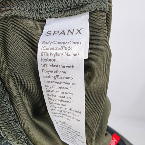 SPANX High Waist Faux Leather Leggings in Olive Green Size Large - Picture 4 of 4